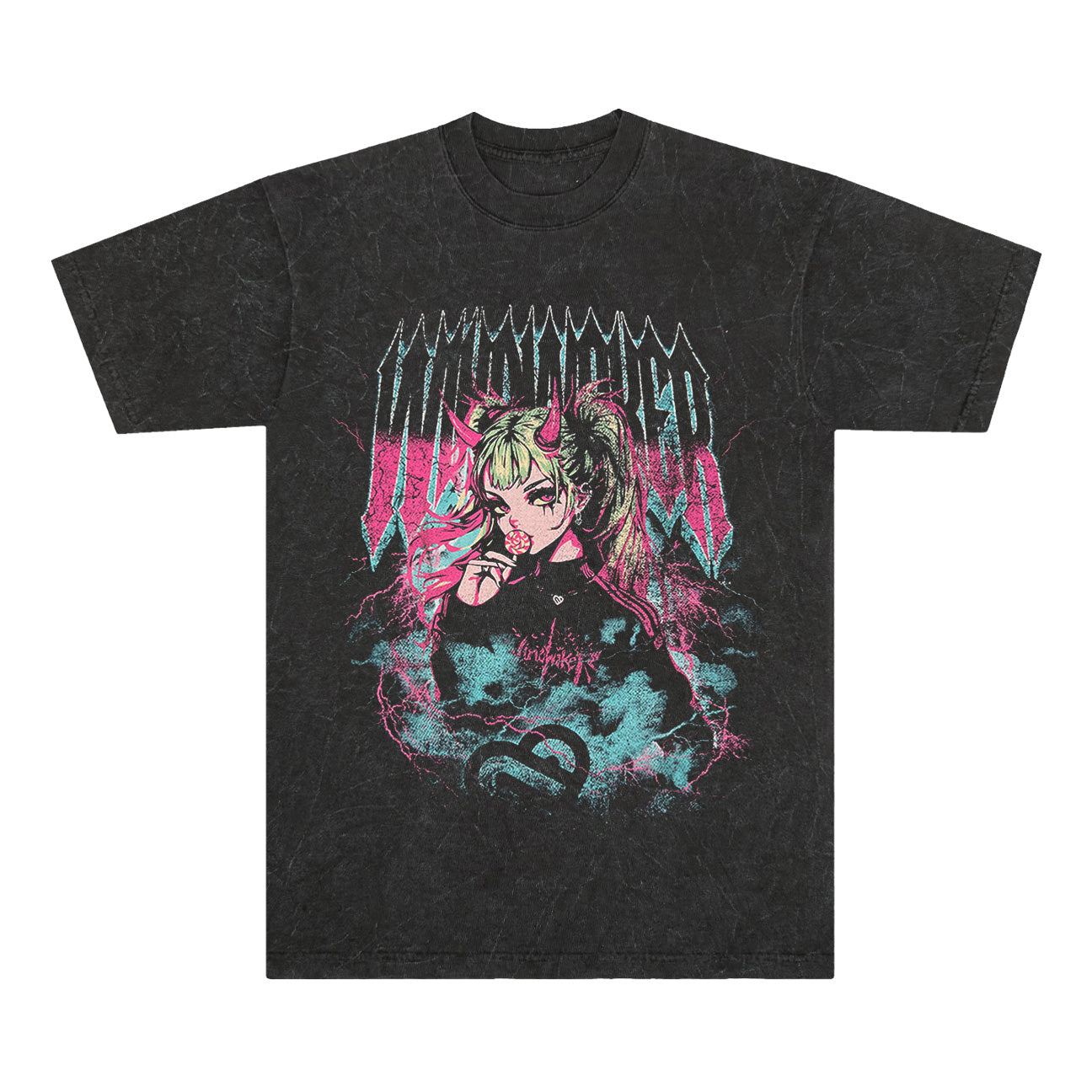 Acid Wash Anime Girl Tee
